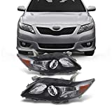 AKKON - For Black Bezel 10-11 Toyota Camry Projector Headlights Front Lamps Direct Replacement Left + Right