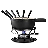 Artestia Swiss Trational Cast Iron Cheese Fondue Set, Cast Iron Fondue Set For Cheese, Meat & Chocolate (Black Matt)