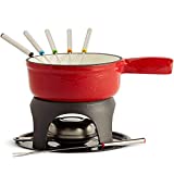 VonShef Swiss Fondue Set, Cast Iron Fondue Pot and 6 Fondue Forks Included, Ideal for a Cheese or Chocolate Fondue, 1.1 Quart Capacity