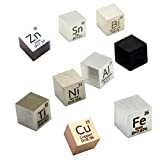 9 PCS Element Cube Set 10mm Density Cubes Up to 99.99% Pure Daily Metal Cubest Titanium Bismuth Carbon Nickel Iron Copper Zinc Aluminium Tin for Collections DIYs