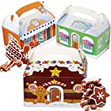 Lulu Home 24 Pieces Christmas Treat Boxes, 3D Xmas House Cardboard for Gifts and Candy, Holiday Party Favor Supplies Candy and Cookies Boxes