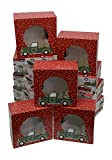 Christmas Cookie gift boxes, fold-able with holiday designs, set of 12 boxes (Trees in a Pickup)