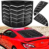 Bonbo Rear + Side Window Louver Windshield Sun Shade Cover ABS Fits for Hyundai Genesis Coupe 2010 2011 2012 2013 2014 2015 2016 Custom Fit (Matte Black)