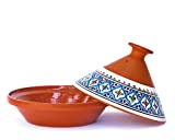 Kamsah Hand Made and Hand Painted Tagine Pot | Moroccan Ceramic Pots For Cooking and Stew Casserole Slow Cooker (Medium, Turquoise)