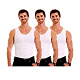 Insta Slim 3 Pack Muscle Tank, Look Up to 5 Inches Slimmer Instantly, White, Large, The Magic is in The Fabric!