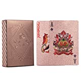 ACELION Waterproof Playing Cards, Plastic Playing Cards, Deck of Cards, Gift Poker Cards (Rose Gold)