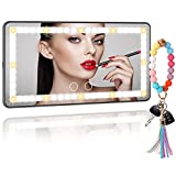 Inpher Car Vanity Mirror Makeup Mirror for Car Visor Rechargeable USB Universal 3 Light Modes & 60 Adjustable LED with Fashion Wristlet Keychain Car Mirror Hanging Accessories for Women