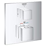 GROHE 24158000 Grohtherm Cube Dual Function 2-Handle Thermostatic Trim, Starlight Chrome