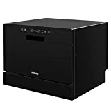 Countertop Dishwasher, GASLAND Chef Portable Dishwashers with 5 Washing Programs, 6 Place Setting Countertop or Built-in Dishwasher Machine, High-temperature Washing with Faucet Adapter, Black