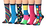 Tipi Toe Women's 6-Pairs Colorful Funky Patterned Crew Dress Socks (WC34-A)