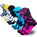 Women's Hiking Walking Socks, 5 Pairs Outdoor Recreation Wicking Cushion Crew Socks … (Assorted 01, 6-10 (US SIZE))