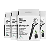 The Humble Co. Natural Dental Floss Picks (200 Count) - Vegan, Eco Friendly, Sustainable Dental Flossers with Grip Handle, Zero Waste Plaque Remover for Oral Care with a Fresh Feel (Charcoal)