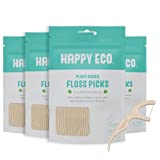 Natural Dental Floss Picks (200 Ct) - Vegan, Sustainable, Eco-Friendly Floss Sticks for Adults and Kids with Dental Pick - Plaque Remover for Teeth Cleaning - Tooth Picks Flossers