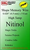Kellogg's Research Labs, High Temp 180°F (80°C), 0.020" (0.5mm) Shape Memory Nitinol Wire, 5 feet