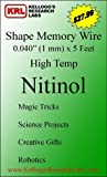 Kellogg's Research Labs, High Temp 180°F (80°C), 0.040" (1.0mm) Shape Memory Nitinol Wire, 5 feet