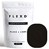 Flexd - Freestyle Waterproof Sensor Covers for Libre 2 & 3 - (30 Pcs) - Libre 3 Sensor Covers - CGM Adhesive Patches - Without Adhesive in The Center - (Oval - Black)