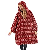 Catalonia classic Wearable Blanket Sweatshirt, Supper Warm Cozy Oversized Plush Blanket Hoodie with Giant Pocket for Women
