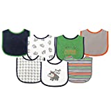 Luvable Friends Unisex Baby Cotton Terry Drooler Bibs with PEVA Back, Dog, One Size