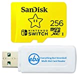 SanDisk 256GB Nintendo Switch MicroSD Card/Memory Card for Nintendo Switch Lite 256 GB (SDSQXAO-256G-GNCZN) Bundle with 1 SD & MicroSDXC Card Reader