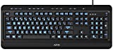 Azio Large Print Keyboard - USB Computer Keyboard with 3 Interchangeable Backlight Colors (KB505U)