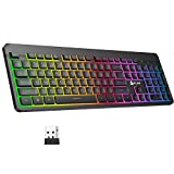 KLIM Light V2 Rechargeable Wireless Keyboard US Layout+ Slim, Durable, Ergonomic + Backlit Wireless Gaming Keyboard for Laptop PC Mac PS4 Xbox One + Long-Lasting Built-in Battery+ New 2022