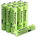 Brightown 12-Pack Rechargeable AAA Batteries, 600mAh NiMH Precharged Triple A Solar Batteries for Solar Lights and Household Devices, Low-self Discharge, Up to 1200 Cycle Times, UL Certified, 1.2V