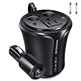 SUPERONE 150W Car Power Inverter DC 12V to 110V AC Car Inverter Cup Holder Charger, Dual USB Car Charger and 2 Car Power Adapter