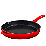 Bruntmor 12'' Red Pre-seasoned Cast Iron Frying Pan, 12 Inch Oven Safe Cast Iron Skillet, Cast Iron Grill Pan Set, Nonstick Cookware And Bakeware For Casserole Dish