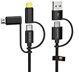 USB C Multi Fast Charging Cable PD 60W Nylon Braided Cord 5-in-1 3A USB A/C to Type C/Phone/Micro USB Charger Adapter Compatible Samsung Galaxy S20 LG Sony iPad Pro 2018 Android Smartphones (3.3FT)