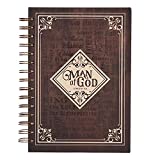 Christian Art Gifts Journal w/Scripture Man of God 1 Timothy 6:11 Bible Verse Names of God Brown 192 Ruled Pages, Large Hardcover Notebook, Wire Bound