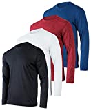 4 Pack:Mens Long Sleeve T-Shirt Workout Clothes Quick Dry Fit Gym Tee Shirt Athletic Active Performance Casual Moisture Wicking Exercise Clothing Running Cool Sport Training Undershirt Top-Set 3,L