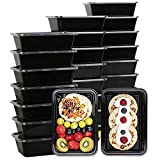 50 Pack Meal Prepping Container, Disposable Lunch Box, Food Storage Washable Containers with Lids, Reusable Plastic Bento Box Microwave/Dishwasher/Freezer Safe (750ML/ 26 OZ)