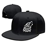 NGG-333 Adult Snap-Back Caps,Tribal Wolf Howl Adjustable Hip Hop Flat Brim Baseball Cap … Black