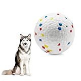 PetsLA Dog Ball Toys for Aggressive Chewers Lifetime Replacement Guarantee Indestructible Dog Ball Float On Water Fetch Bouncy Durable Solid TPR Rubber Ball for Power Chewers (L Polka Dot Color 1PK)