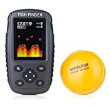 Venterior Portable Rechargeable Fish Finder Wireless Sonar Sensor Fishfinder Depth Locator with Fish Size, Water Temperature, Bottom Contour, Color Display