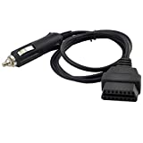 OLLGEN 1M/3.3ft Car OBD2 Vehicle ECU Emergency Power Supply Cable Car Memory Save Any 12V DC Power Source with Cigarette Lighter to OBD Female Connector Cable Adapter