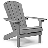 YEFU Adirondack Chair Plastic Weather Resistant, Patio Chairs 5 Steps Easy Installation, Looks Exactly Like Real Wood, Widely Used in Outdoor, Fire Pit, Deck, Outside, Garden, Campfire Chairs (Grey)