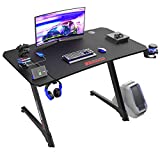 Bossin Gaming Desk 44 Inch Gamer Computer Desk Racing Style Office Table Gamer Pc Z Shaped Game Station with Free Mouse Pad,USB Charging,Handle Rack, Cup Holder and Headphone Hook(44inch, Black)