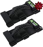 Alien Sunshade Jeep Grab Handles - Premium Paracord Jeep Wrangler Grab Handles, Easy to Install with 3 Straps & Grip Handle – Fits Jeep Wrangler and Jeep Gladiator Roll Bars (2 Pack, Black)