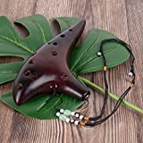 Ocarina 12 Holes, AKLOT Alto C Smokey Straw Fired Ceramic Ocarinas with Protective Bag Starter Song Booklet for Kid Adult Beginner