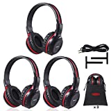 SIMOLIO 3 Pack of DVD Wireless Headphones with Storage Bag, Durable Car Kids IR Headphones Wireless for Car Entertainment System, Infrared Headphones with Aux Cord, Not Work on 2017+ GM's or Pacifica