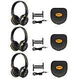 SIMOLIO 3 Pack of Wireless Car Headphones with Carrying Cases, IR Wireless Headphones for Kids, Car DVD Headphones with AUX Cord, Share Port, 2 Channel IR Headsets, Not Work on 2017+ GM's or Pacifica