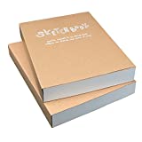 Kraft Cover Drawing Notebook & Sketchbook – Set of 2 Blank Plain Sketch Books – 125g Thick Paper A5 Size, 150x210mm Paper Ideal for Drawing & Sketching- 128 sheets/256 pages – 180 Degree Opening, 2pcs