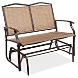 Best Choice Products 2-Person Outdoor Swing Glider, Patio Loveseat, Steel Bench Rocker for Deck, Porch w/Ergonomic Armrests, Textilene Fabric, Steel Frame - Brown