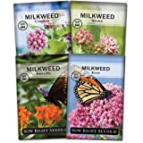 Sow Right Seeds - Milkweed Seed Collection; Varieties Included: Butterfly, Common, and Showy Milkweed, Attracts Monarch and Other Butterflies to Your Garden; Non-GMO Heirloom Seeds;