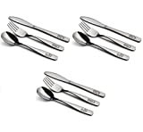 9 Piece Stainless Steel Kids Cutlery, Child and Toddler Safe Flatware, Kids Silverware, Kids Utensil Set Includes 3 Knives, 3 Forks, 3 Spoons, Total of 3 Place Settings, Ideal for Home and Preschools