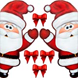 Bigtime Signs Jumbo Reflective Automotive Christmas Magnet Set - Waving Santa Claus Fun Holiday Car Decorations Kit with Bows (Santa)