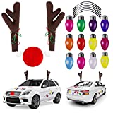 URATOT Christmas Car Decoration Set Christmas Car Reindeer Antlers Kit Christmas Light Bulb Car Accessories Decoration Kit for Winter Giving