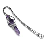 MANIFO Metal Amethyst Crystal Bookmark Healing Crystals Gemstone Pendant Charm Book Marker for Women Men