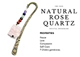 THE ROO Natural Crystal Heart Rose Quartz Bookmark, Home Decor Bookmark Accessory. Gift, Chakra (Rose Quartz)